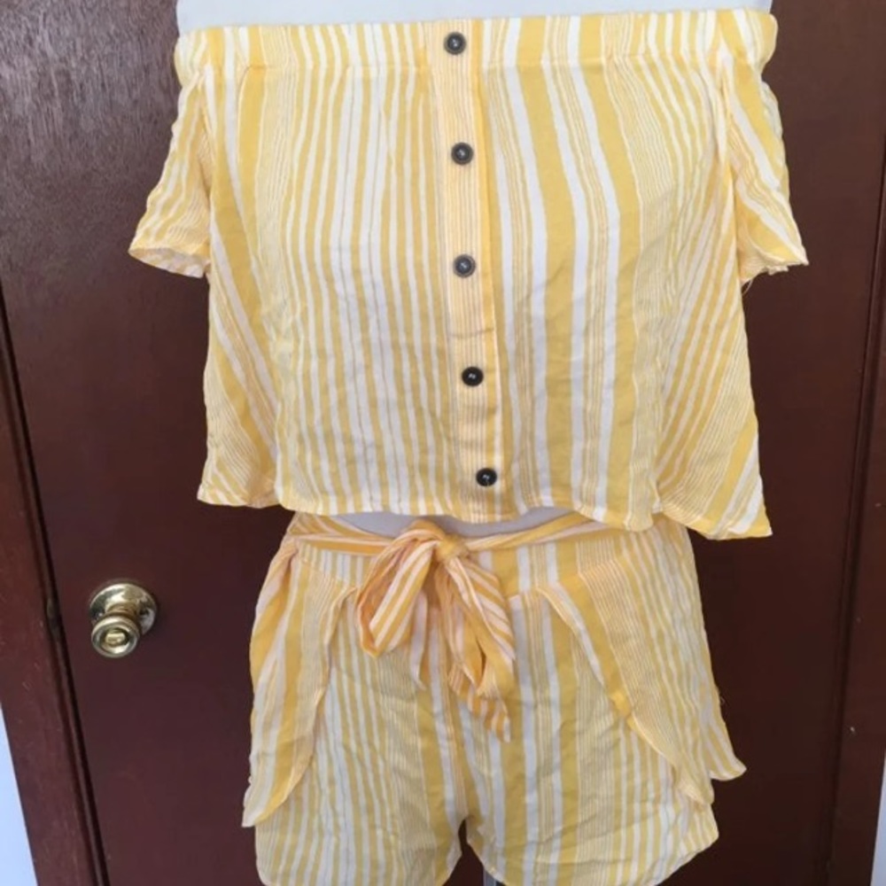 Yellow Stripped Two Piece Set
